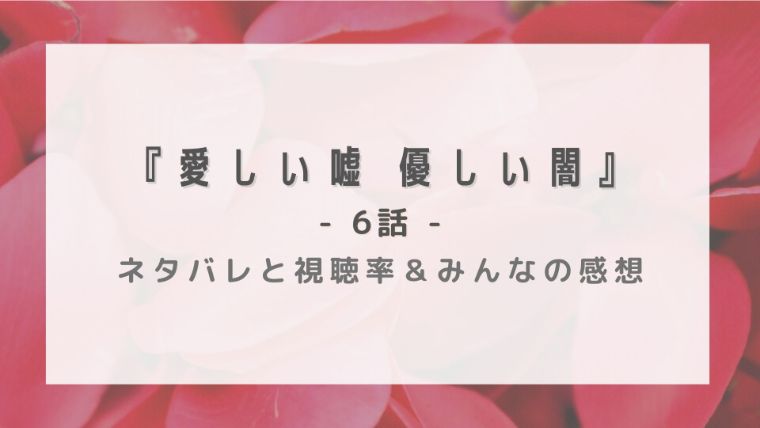 愛しい嘘 優しい闇6話のネタバレ感想と視聴率 はれはれchannel